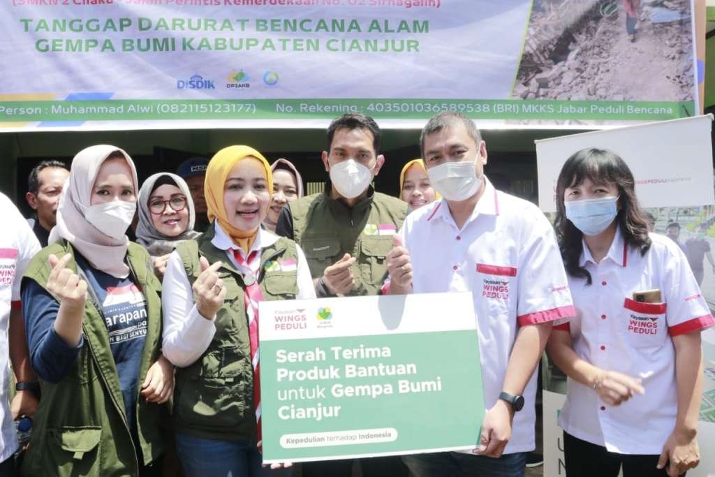 Ketum Jabar Bergerak Apresiasi Komitmen Yayasan Wings Peduli Bantu Korban Gempa Cianjur