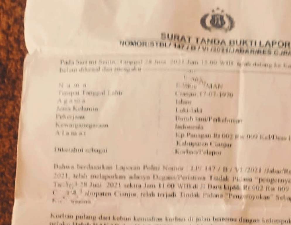 Buruh Tani Dikeroyok Habib, Lapor Polisi Belum Juga Ditindaklanjuti