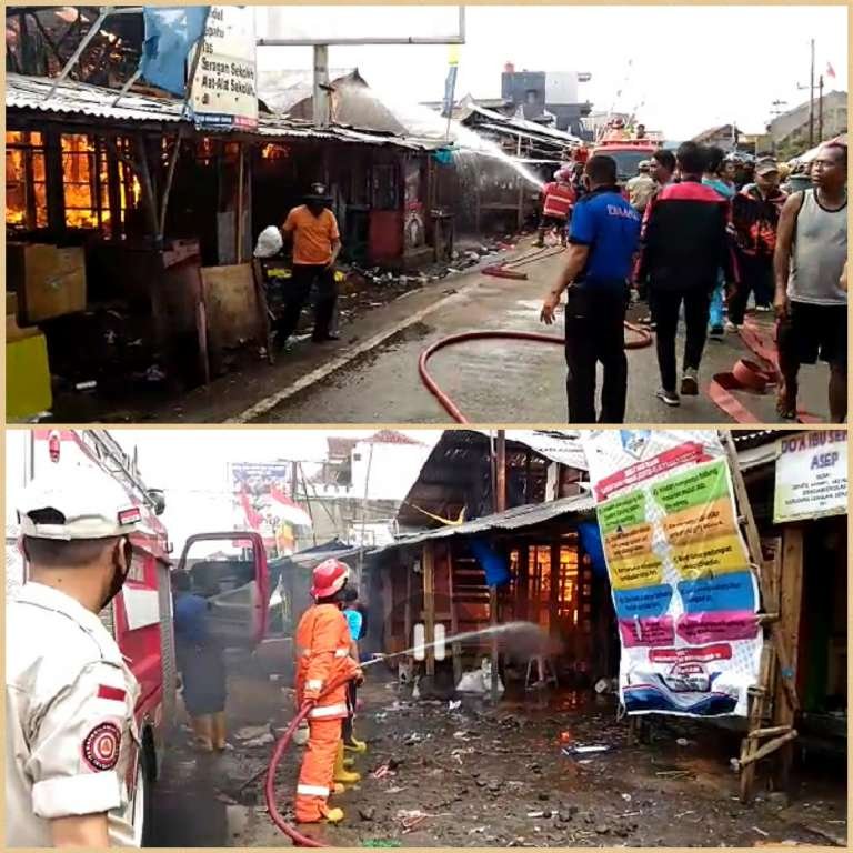 Kebakaran Pasar Ciranjang Teratasi, Kios Terbakar Masih Didata